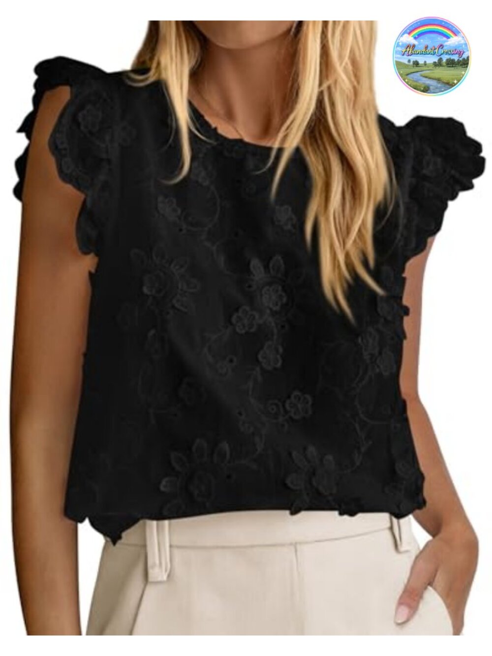 Womens Lace Embroidered Eyelet Blouse Cap Sleeve Boho Peasant Top